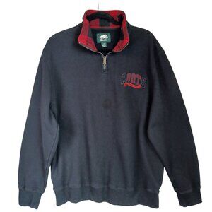 Roots Canada Pullover Mens Black Fleece 1/4 Zip Size Large